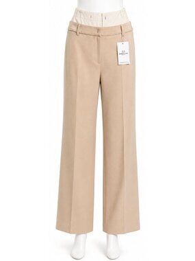 Bobbles & Lace Double Down Pants Women's Small Sand Wide Leg Career NWT